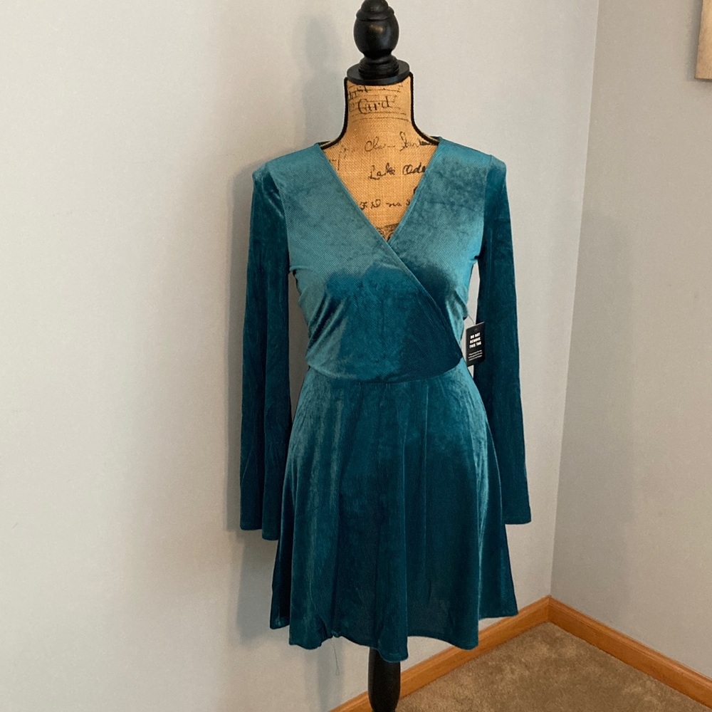 Express Deep Teal Long Sleeve Dress Women Size S/P